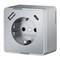 Розетка с заземлением, шторками и USB тип A+C Gallant серебряный W5071706 a057701 - фото 308034