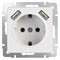 Розетка с заземлением, шторками и USBх2 (белая) W1171501 a051141