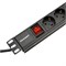 Блок распределения питания PDU горизонтальный 1U 8 розеток СЕЕ 7/4 Schuko 10A выкл алюм корп шнур 2м вилка C14 черный REXANT 04-0302-1