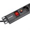 Блок распределения питания PDU горизонтальный 1U 8 розеток СЕЕ 7/4 Schuko 16A выкл алюм корп шнур 2м вилка СЕЕ 7/7 Schuko черный REXANT 04-0104-1